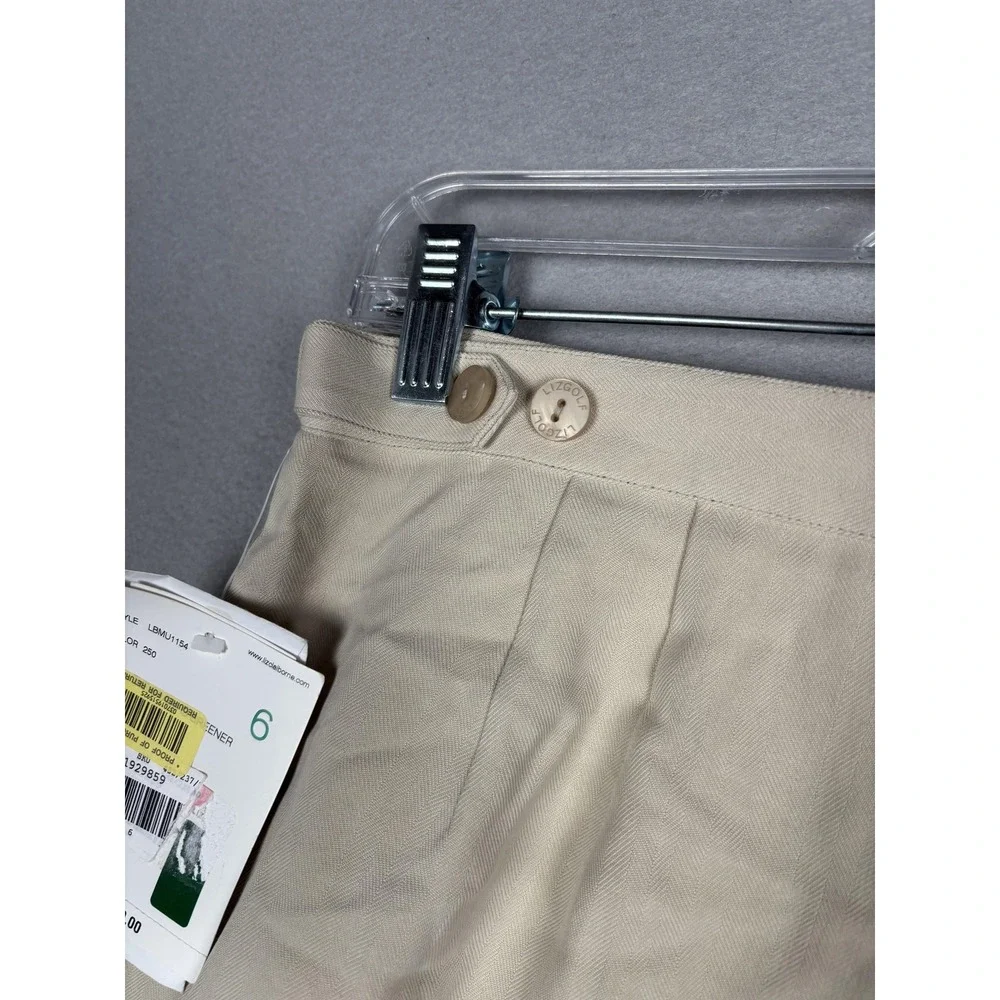 Lizgolf‎ By Liz Claiborne Shorts Womens 6 Beige Silk Golf Bermuda Pleated Twill